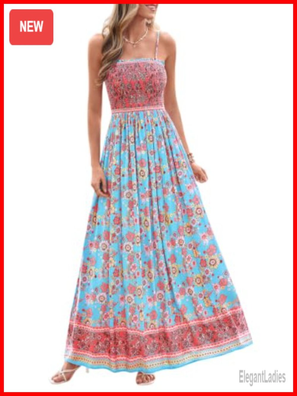 Womens Floral Maxi Sundress Sleeveless Beach Sun Dress Viscose A-Line